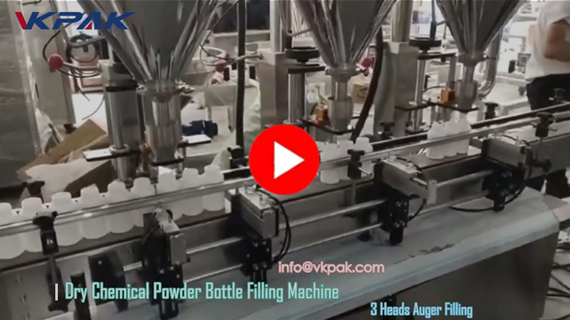 Máquina automática de llenado de botellas de polvo de tres cabezales