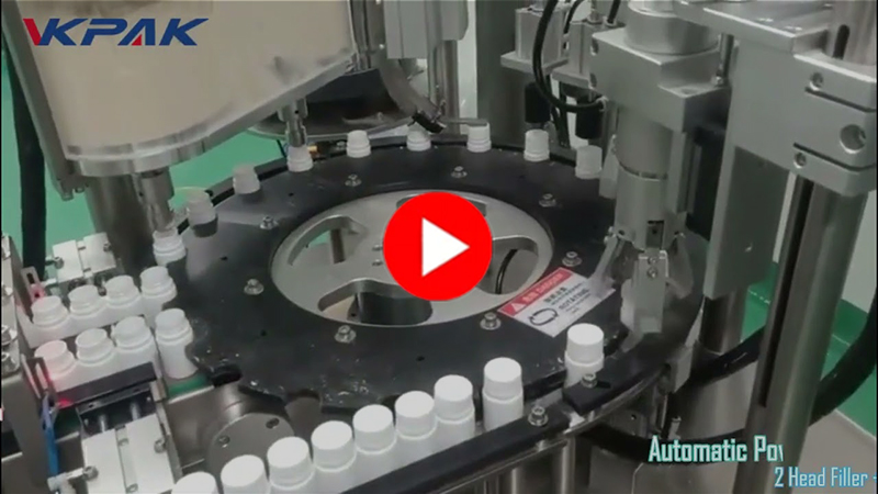 Máquina de llenado y tapado de botellas de polvo monobloque