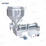Máquina semiautomática neumática para llenado de crema espesa para salsas con mezclador
