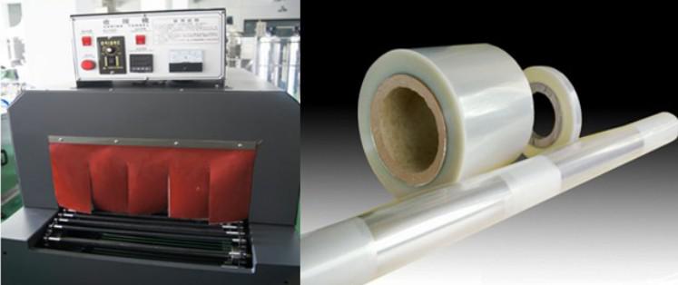 shrinkage tunnel with PE film Túnel de contracción y película de PE.jpg