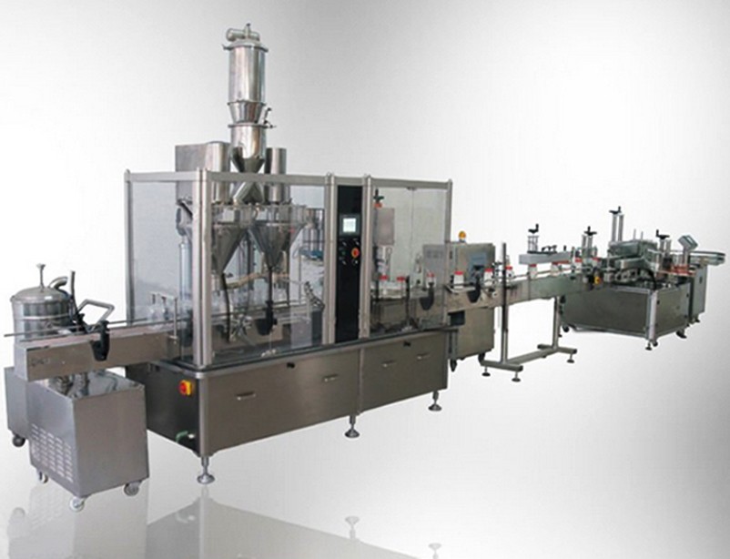 filling capping labeling packaging line for bottles pharma Línea de llenado, tapado y etiquetado.jpg