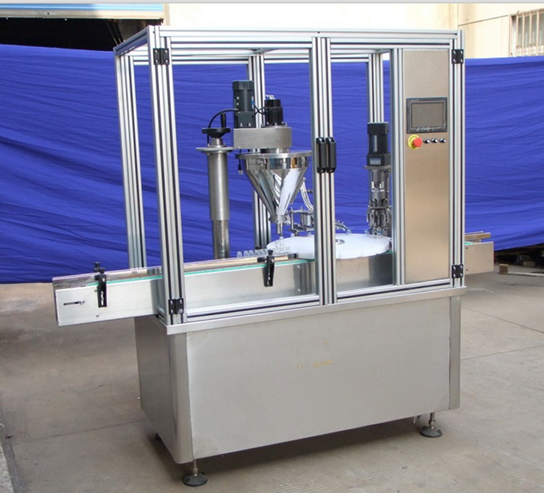 rotary filler capper equipments Equipo de llenado y tapado de polvos.jpg