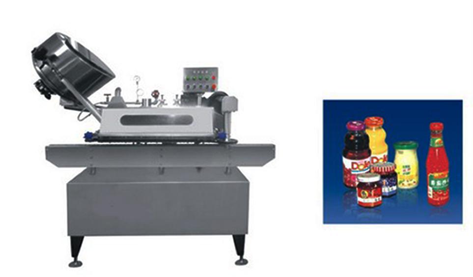 Button-controlled system glass Jar twist off Steam Capper equipment vacuum capping machine for sauce Máquina tapadora al vacío controlada por botón, con sistema de cierre giratorio.jpg