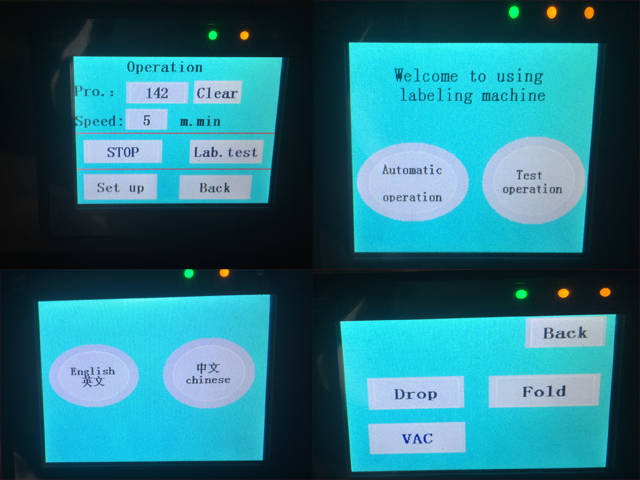 Señal de control dentro de la pantalla para operar el etiquetado de maquinaria