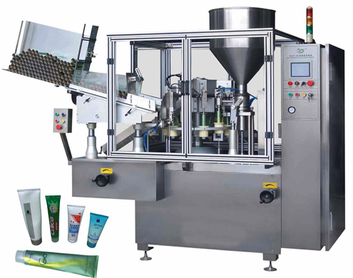 fully automatic tube filling and sealing machine Maquina automática para llenar y sellar tubos