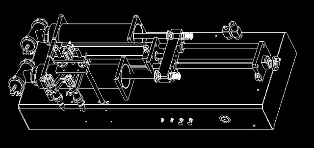 Dibujo de máquina llenadora totalmente neumática de doble cabezal de 5 litros